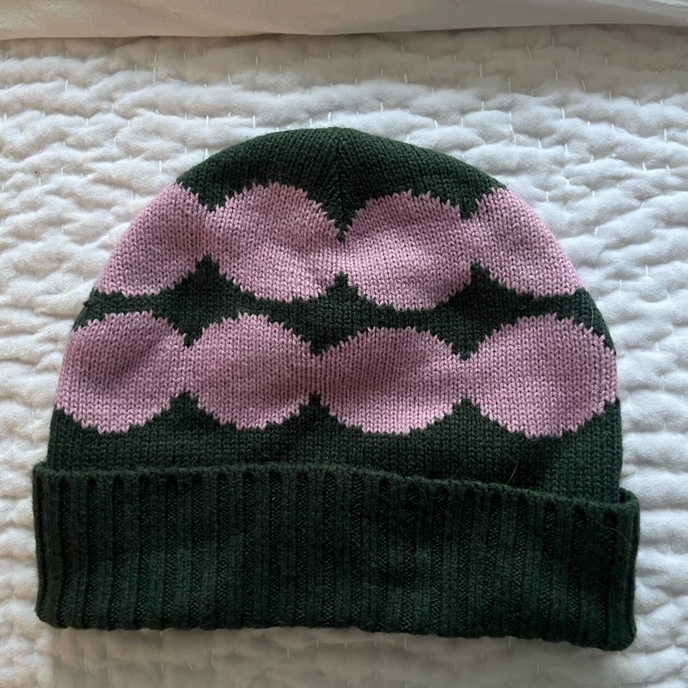 Marimekko x UNIQLO Green and Pink Knit Beanie